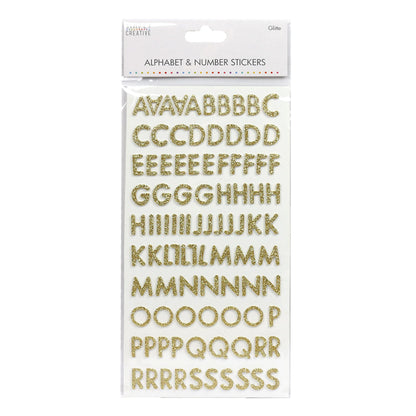 Simply Creative Alphabet & Number Stickers - Gold Glitter (SCSTK013)