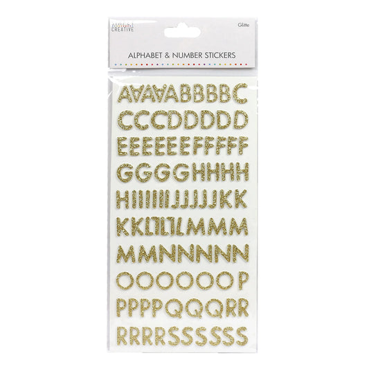 Simply Creative Alphabet & Number Stickers - Gold Glitter (SCSTK013)