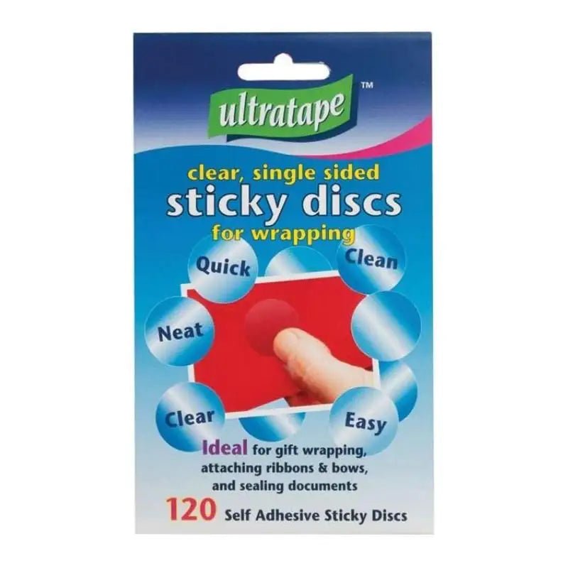 Ultratape 25mm Sticky Discs Clear 120 Pack - Printable Heaven