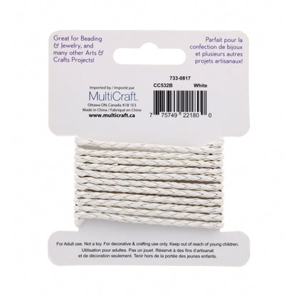 Jewellery & Craft Cord - White Braided Leatherette (CC532B)