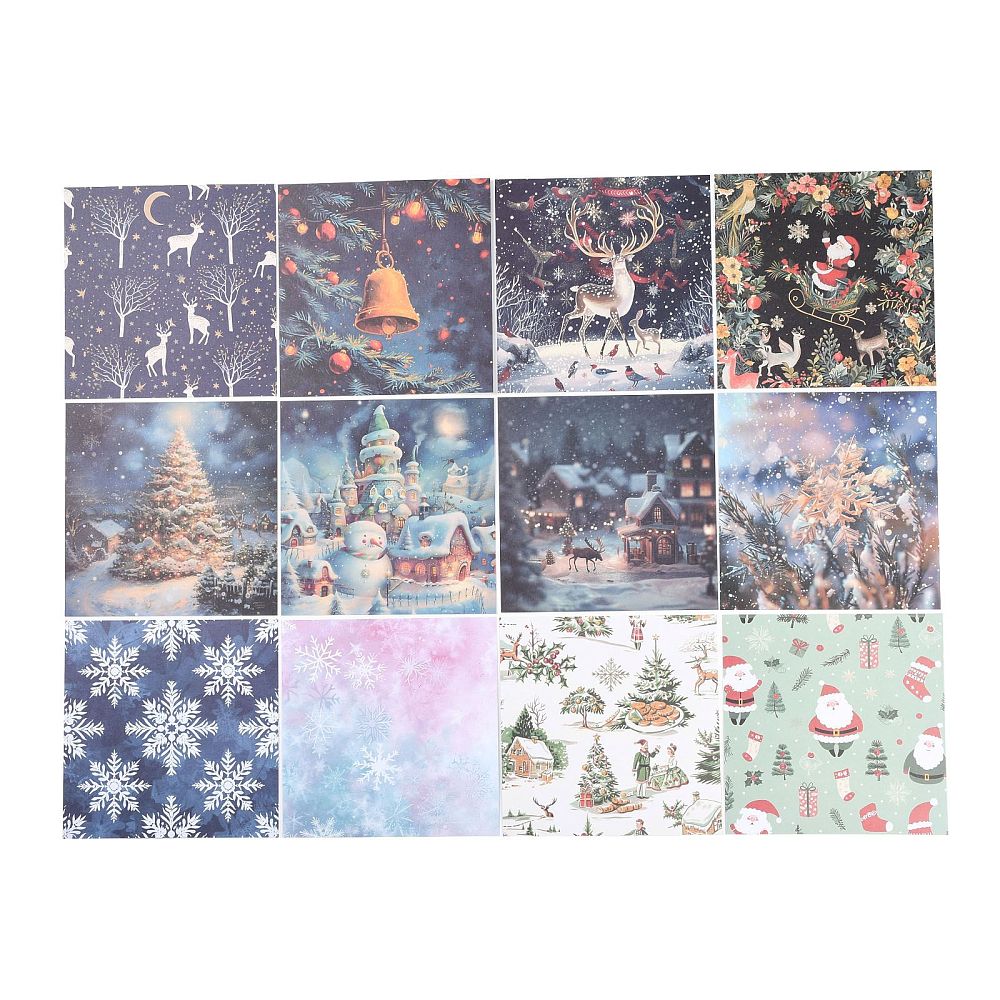 Navy Christmas Pattern Paper Pad (12 Sheets) (STIC-C010-34D)