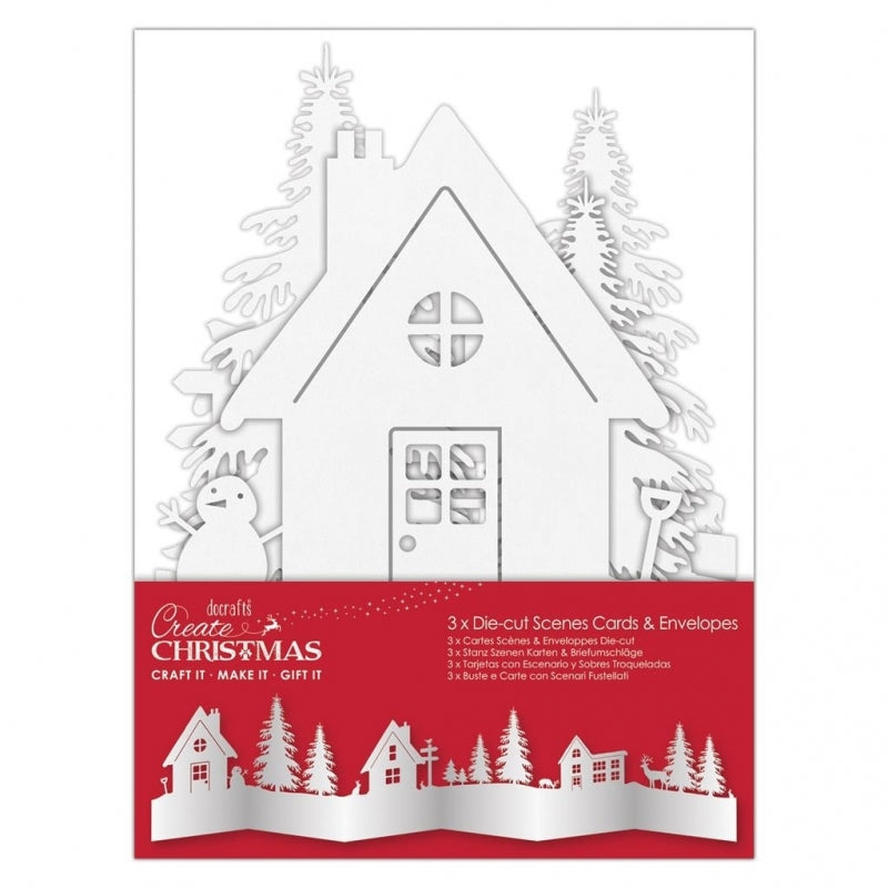 Create Christmas Die-cut Scene Card & Envelope (3pcs) White (PMA 150926)