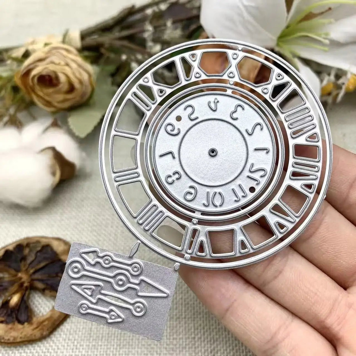 Vintage Roman Numeral Clock, Watch Face Cutting Die (2 PCS) (D087) - Printable Heaven
