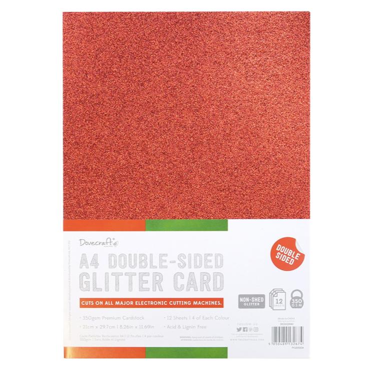 A4 Double Sided Glitter Bumper Pack - Red/White/Green (DCGCD040)