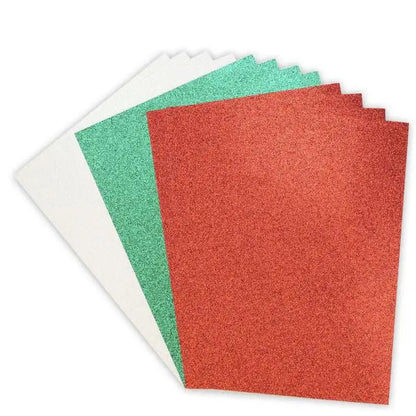 A4 Double Sided Glitter Bumper Pack - Red/White/Green (DCGCD040) - Printable Heaven