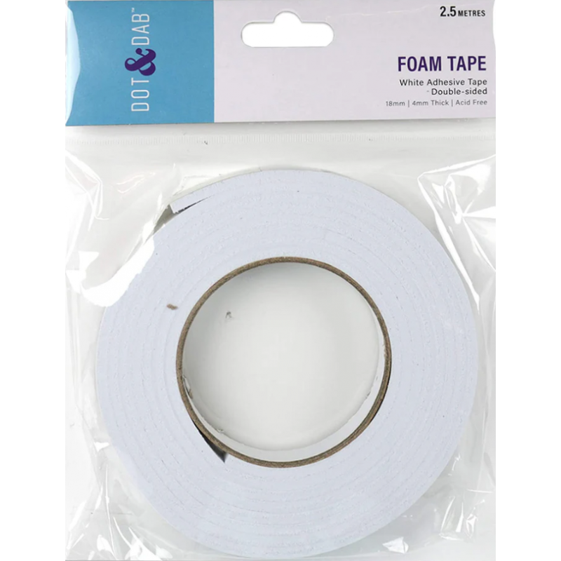 Dot & Dab Foam Tape 18mm x 2.5m x 4mm White