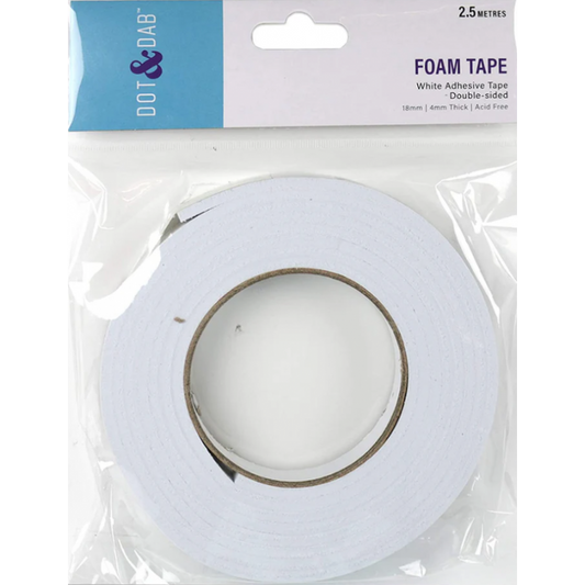 Dot & Dab Foam Tape 18mm x 2.5m x 4mm White