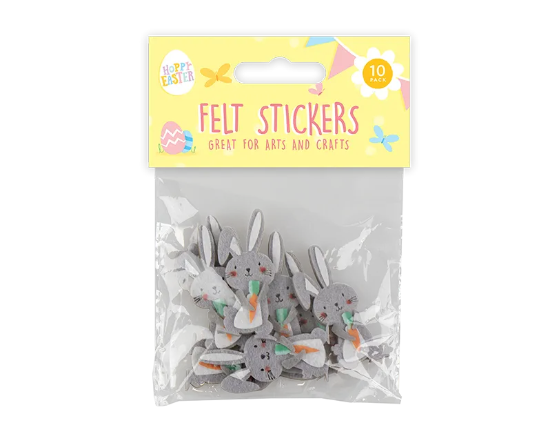 Easter Rabbits Felt Stickers, 10 Pack (EAS7477)