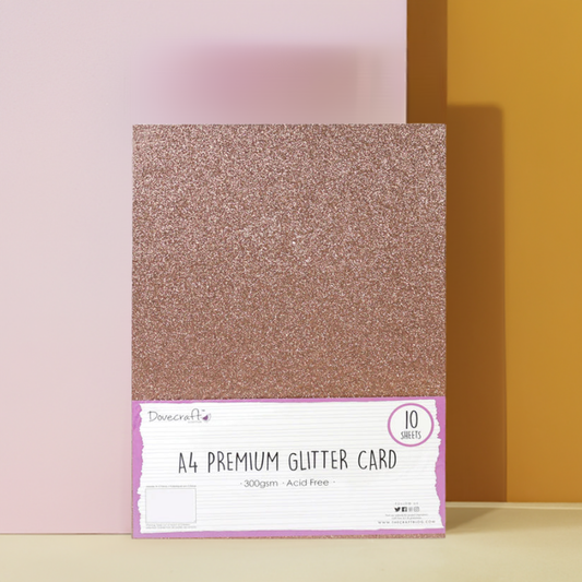 Dovecraft A4 Glitter Card 300gsm 10 Sheets - Dark Rose Gold (DCGCD030)