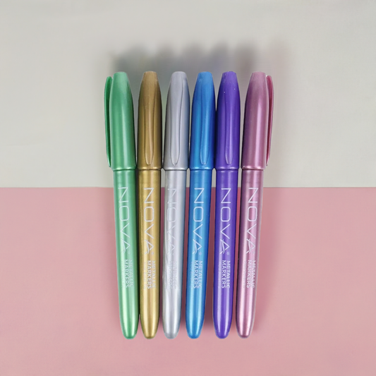 Nova 3mm Bullet Tip Metallic Markers - 6 Pack (NOV010)