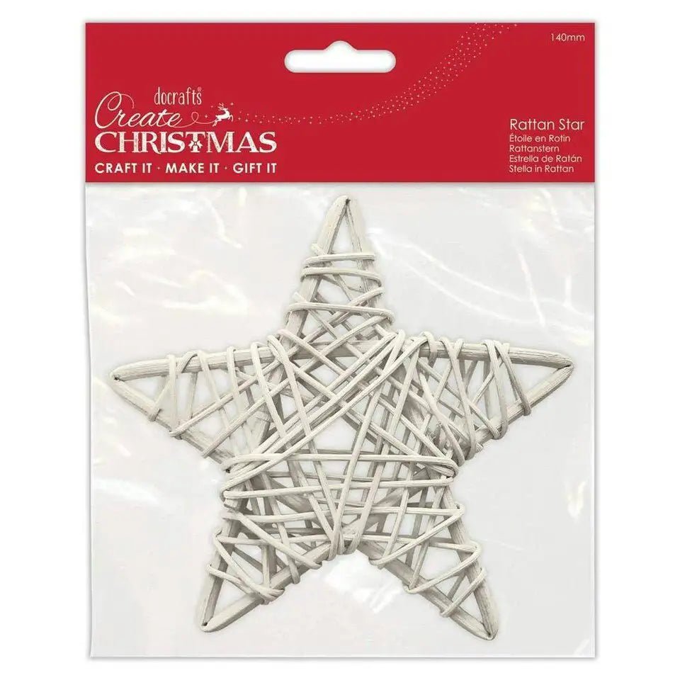 140mm Rattan Star - White (PMA 174459) - Printable Heaven