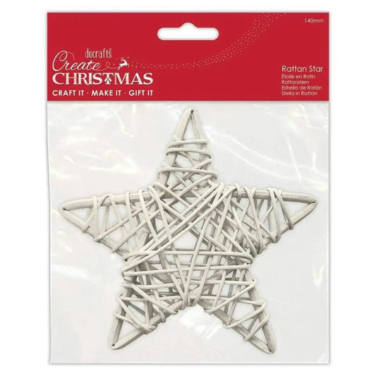 140mm Rattan Star - White (PMA 174459) - Printable Heaven