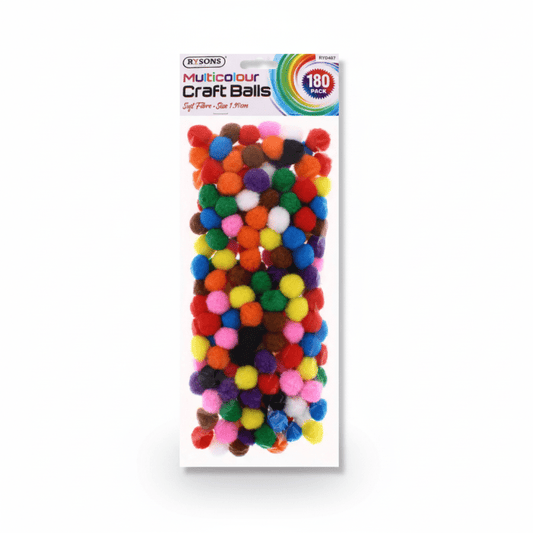 Multicolour Craft Pom - Poms (180pcs) (RY - 0407) - Printable Heaven
