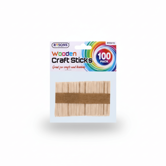 Small Craft Wooden Popsicle Sticks (100pcs) (RY - 0419) - Printable Heaven