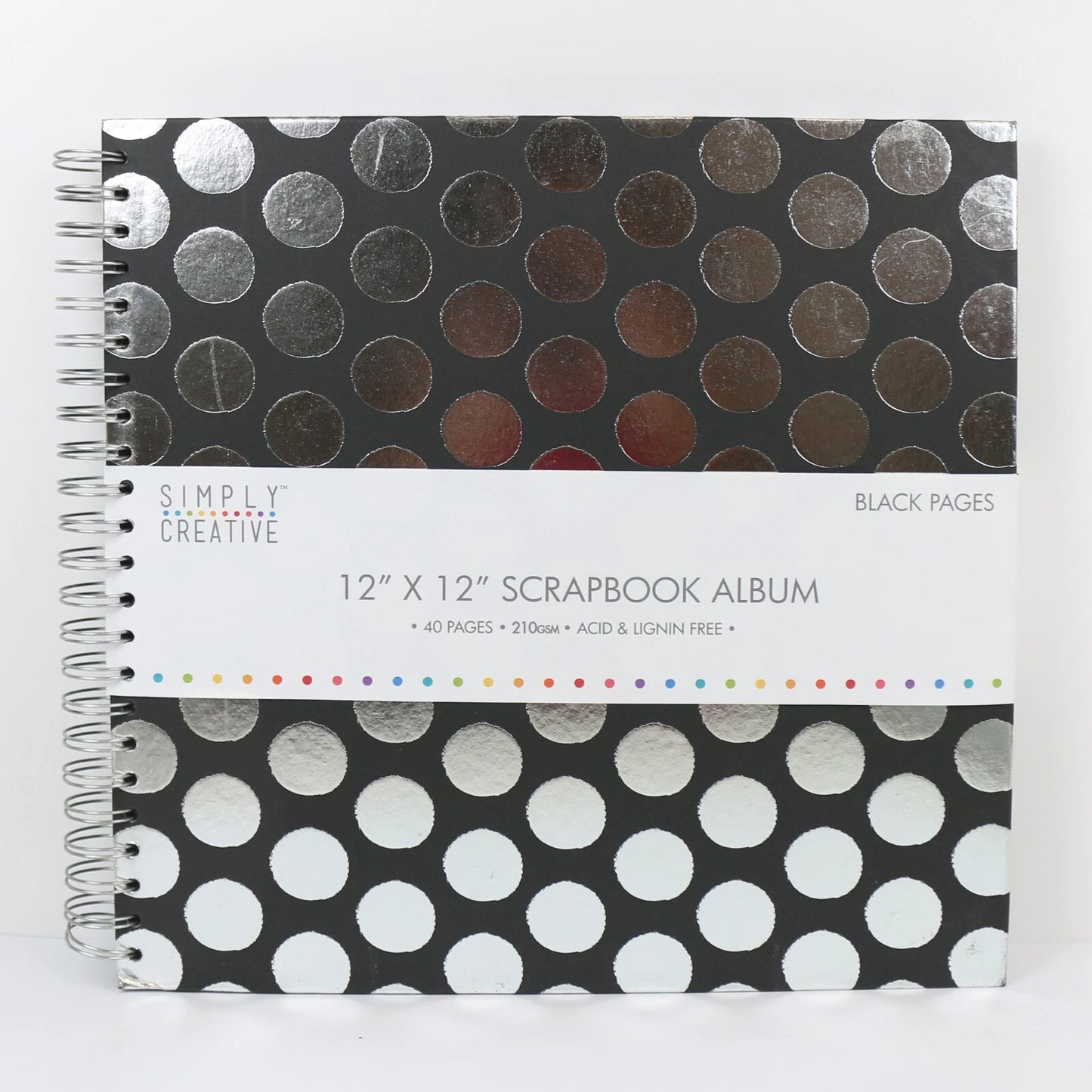 Simply Creative Scrapbook Album 12x12 Black with Dots