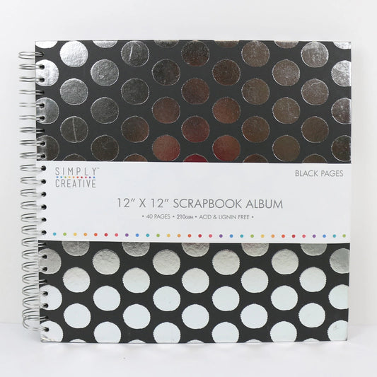 Simply Creative Scrapbook Album 12x12 Black with Dots