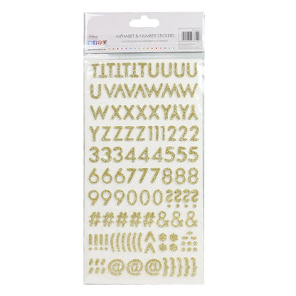 Simply Creative Alphabet & Number Stickers - Gold Glitter (SCSTK013)