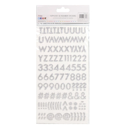 Simply Creative Alphabet & Number Stickers - Silver Glitter (SCSTK014)