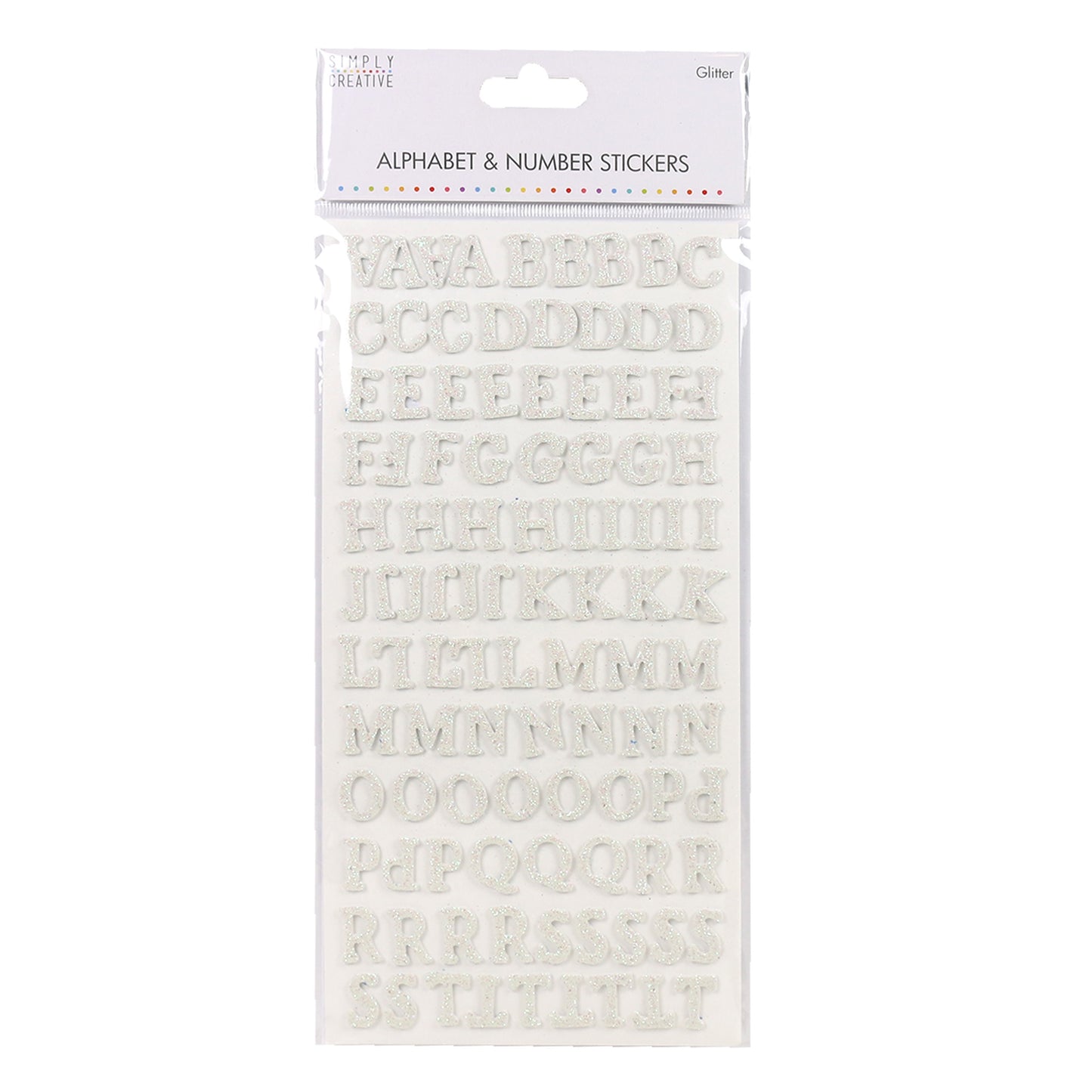 Alphabet & Number Stickers White Glit (SCSTK025)