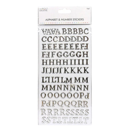 Simply Creative Alphabet & Number Stickers - Silver Foiled (SCSTK018)