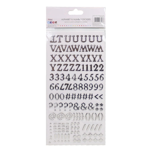 Simply Creative Alphabet & Number Stickers - Silver Foiled (SCSTK018)