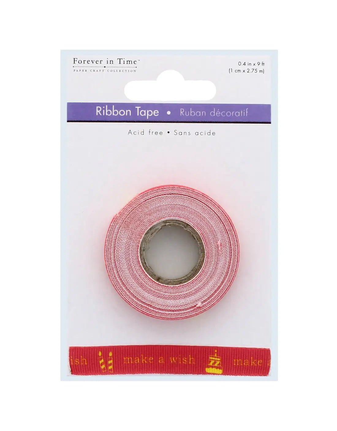 Make A Wish Pink Ribbon (1cm x 2.75m) (ST574-10) - Printable Heaven