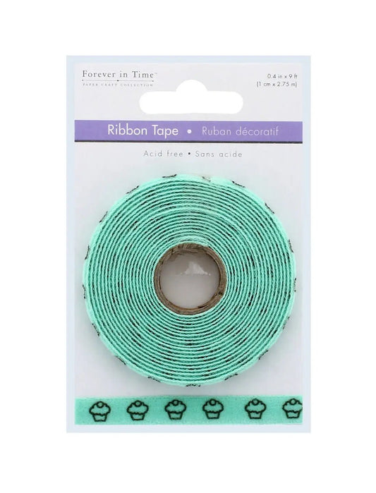 Mint Cupcake Ribbon (1cm x 2.75m) (ST574-16 ) - Printable Heaven