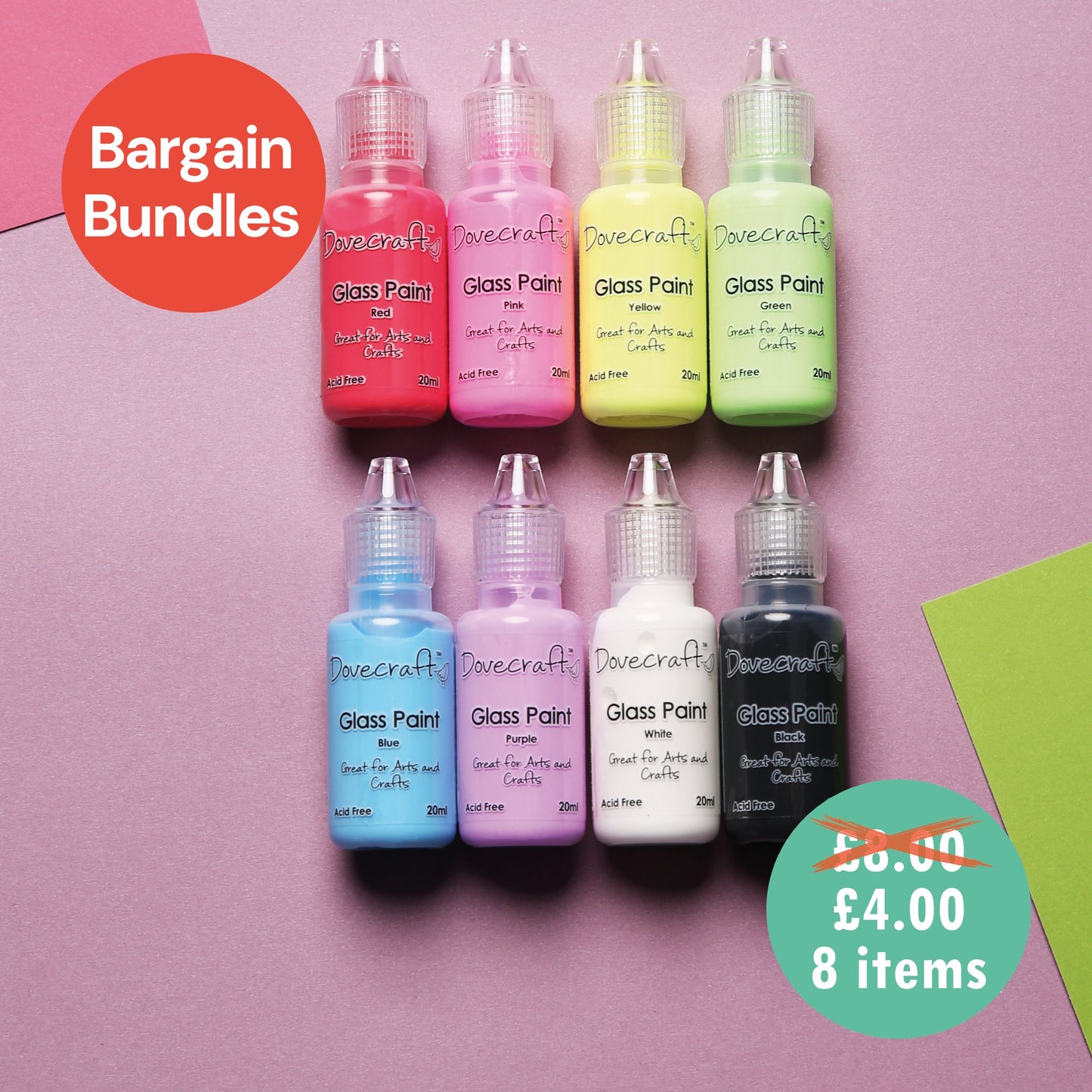 Dovecraft Glass Paint - Multi-pack (8 colours)