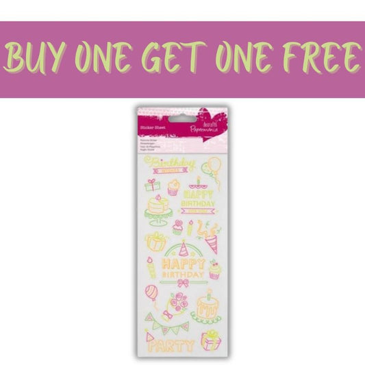 2 FOR 1 OFFER - Bright Glitter Stickers - Birthday (PMA 804306) - Printable Heaven