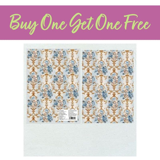 2 FOR 1 OFFER - Blue Festive Florals Papers (5 Sheets) (PW-WG0EF52-01)