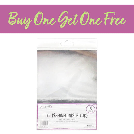2 FOR 1 OFFER - Dovecraft A4 Mirror card - Silver (DCBS163)