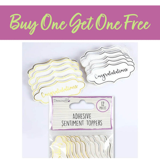 2 FOR 1 OFFER - Dovecraft Essentials Die Cut Toppers - Congratulations (DCBS184)