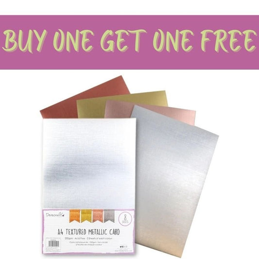 2 FOR 1 OFFER - Dovecraft A4 Textured Metallic Card, 8 Sheets (DCBS208)