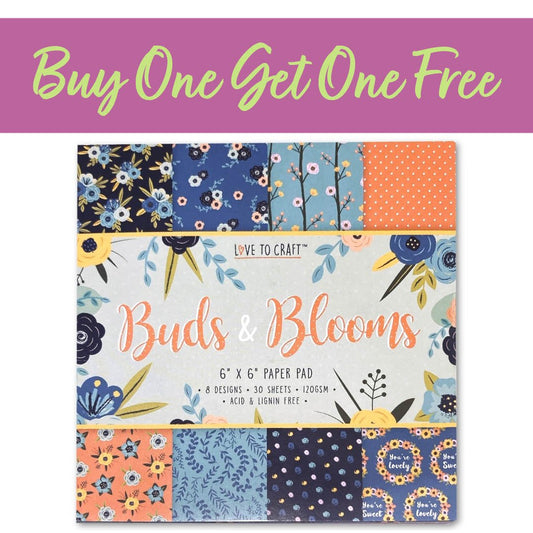 2 FOR 1 OFFER - Love to Craft 6x6 Paper Pad - Buds & Blooms (LCPAP001)