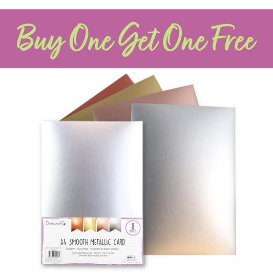 2 FOR 1 OFFER - Dovecraft A4 Smooth Metallic Card; 8 Sheets (DCBS207)
