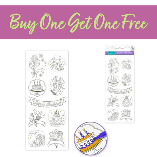 2 FOR 1 OFFER - Art Therapy Glitter Stickers Birthday (SS620F)