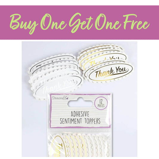 2 FOR 1 OFFER - Dovecraft Essentials Die Cut Toppers - Thank You (DCBS183)