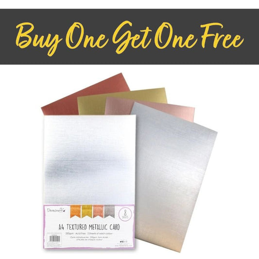 2 FOR 1 OFFER - Dovecraft A4 Textured Metallic Card, 8 Sheets (DCBS208)