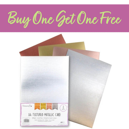 2 FOR 1 OFFER - Dovecraft A4 Textured Metallic Card, 8 Sheets (DCBS208)