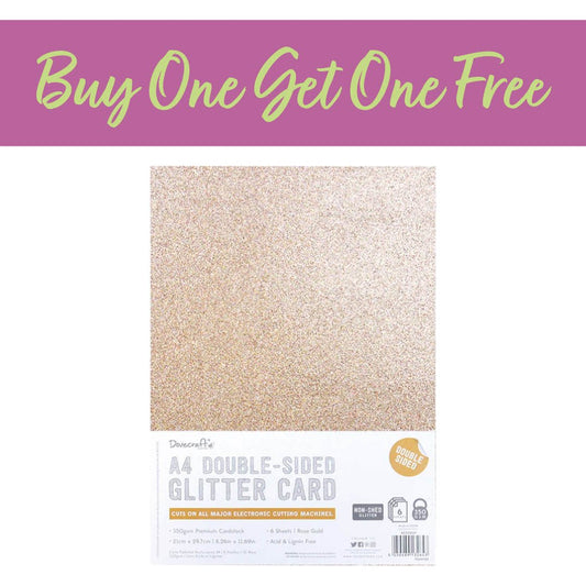 2 FOR 1 Offer - Dovecraft A4 Double Sided Glitter Card - Rose Gold - 350gsm - 6 Sheets (DCGCD037)