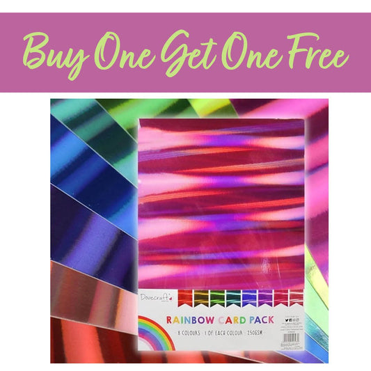 2 FOR 1 OFFER - Dovecraft Holographic A4 Rainbow card pack (DCBS204)