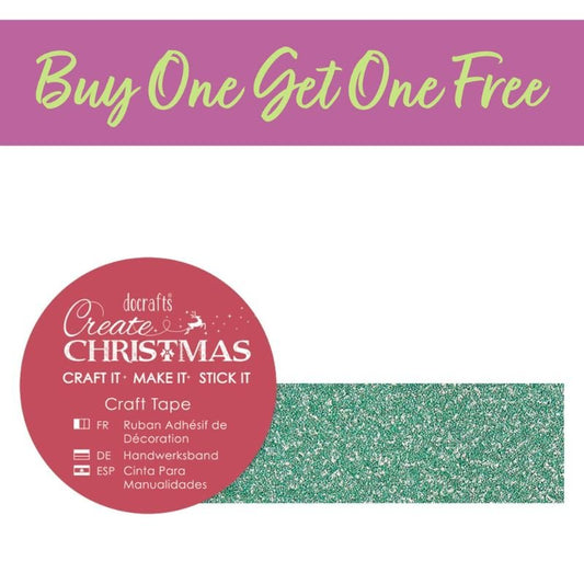 2 FOR 1 OFFER -  Green Glitter Tape - 6 x 5m Rolls (PMA 462902)