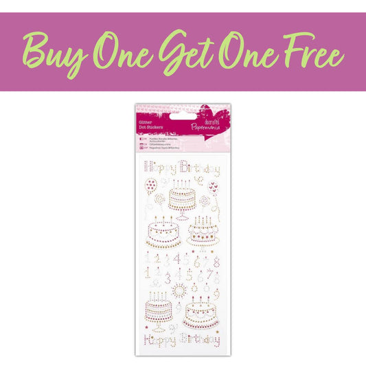 2 FOR 1 OFFER - Glitter Dot Stickers - Happy Birthday (PMA 818206)