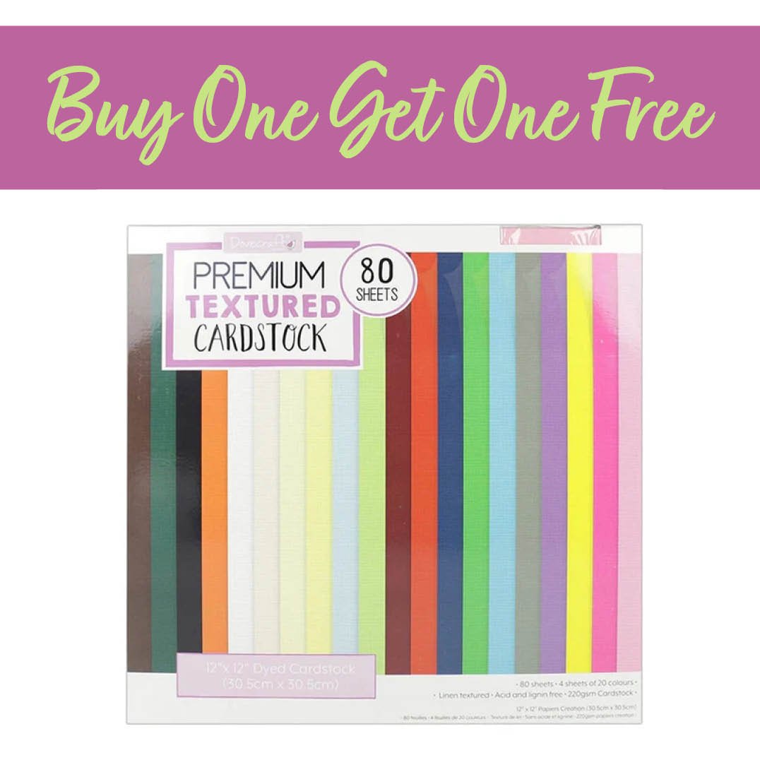 2 FOR 1 OFFER - Dovecraft 12x12 Textured Cardstock (DCPAP073)