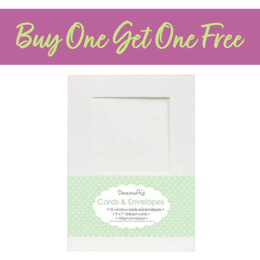 2 FOR 1 OFFER - Dovecraft 10 Square Window 5x7" Cards & Envelopes (DCCE009)