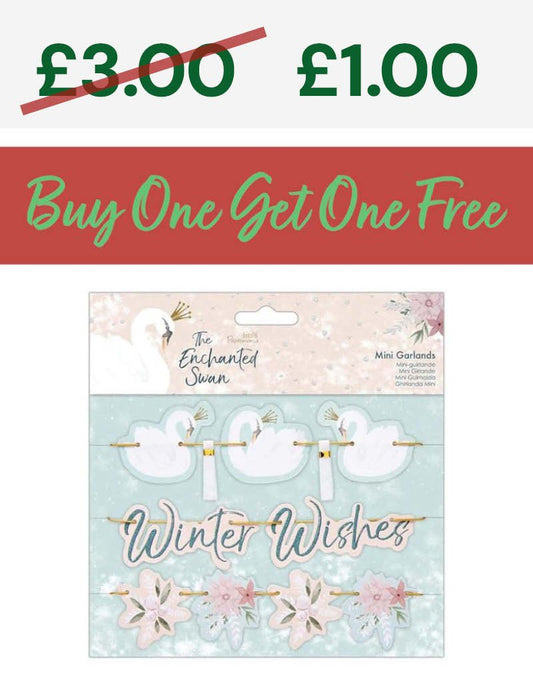2 FOR 1 OFFER - Papermania Mini Garlands (3 x 35cm) - The Enchanted Swan (PMA 105103 )