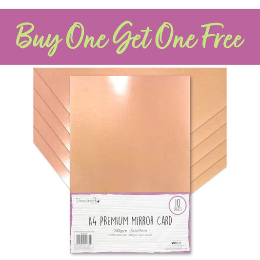 2 FOR 1 OFFER - Dovecraft A4 Mirror Card - Rose Gold (DCBS164)