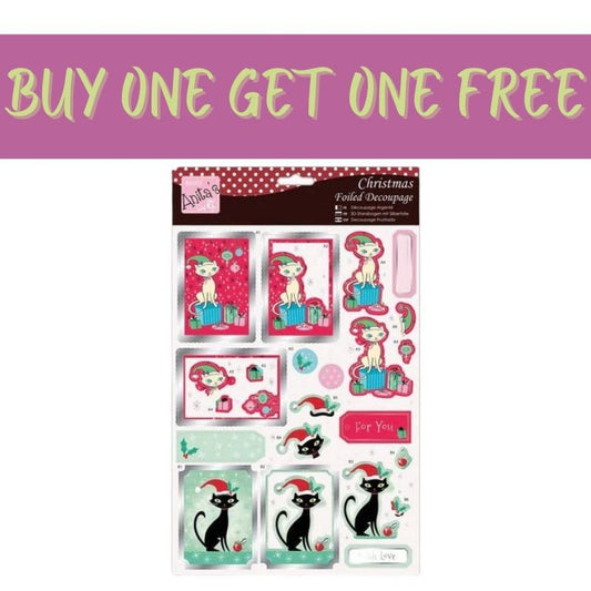 2 FOR 1 OFFER - Foiled Decoupage - Christmas Cats (ANT 169864) - Printable Heaven