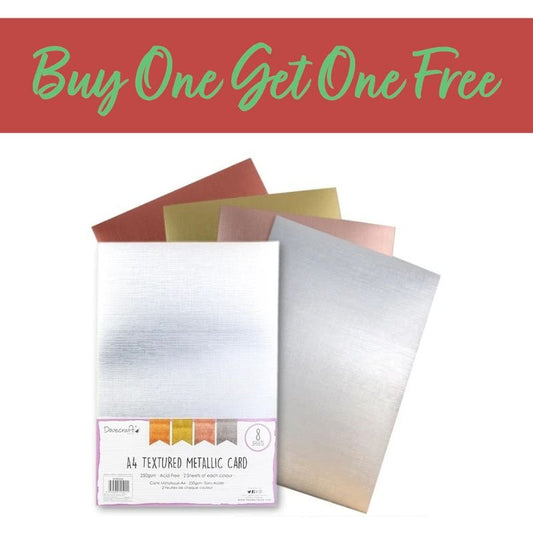 2 FOR 1 OFFER - Dovecraft A4 Textured Metallic Card, 8 Sheets (DCBS208)