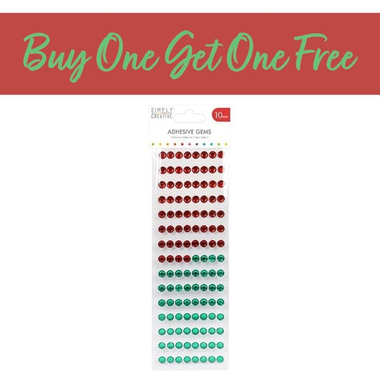 2 FOR 1 OFFER -  Simply Creative 10mm Gems - Red and Green (SCDOT022)